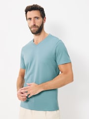 Blue Regular Fit 100% Cotton V-Neck Layering T-Shirts 5 Pack - Image 6 of 13