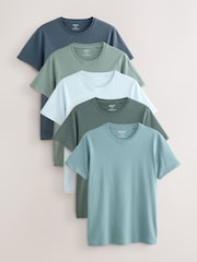 Blue Slim Fit 100% Cotton Layering T-Shirts 5 Pack - Image 1 of 8