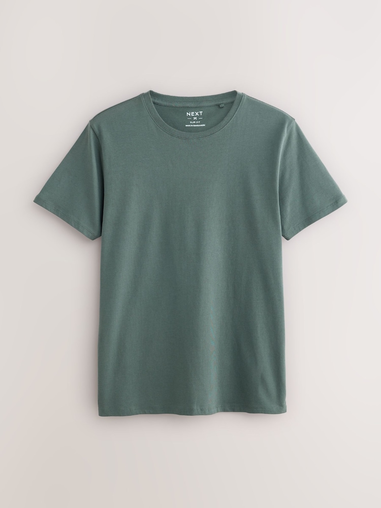 Blue Slim Fit 100% Cotton Layering T-Shirts 5 Pack - Image 2 of 8 Blue Slim Fit 100% Cotton Layering T-Shirts 5 Pack - Image 2 of 8