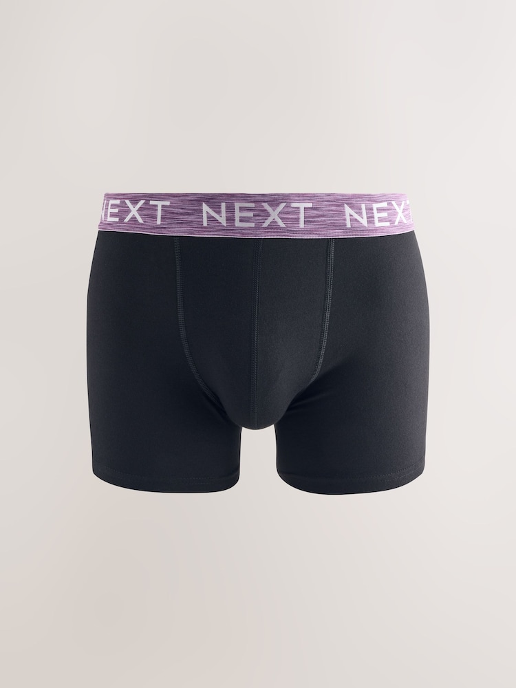 Black Bright Red/ Blue Marl Waistbands Trunks Boxers 5 Pack - Image 2 of 9 Black Bright Red/ Blue Marl Waistbands Trunks Boxers 5 Pack - Image 2 of 9