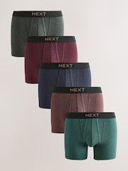 Green/ Red/ Blue Rich Colour Marl 5 Pack A-Front Boxers - Image 1 of 9