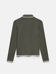 Mint Velvet Khaki Contrast Trim Polo Shirt - Bild 7 von 8