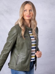 Lakeland Leather Green Buttermere Leather Racer Jacket - Image 1 of 6