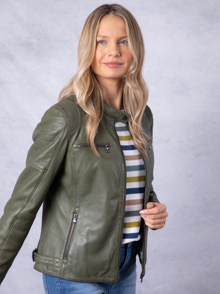 Lakeland Leather Green Buttermere Leather Racer Jacket - Image 1 of 6