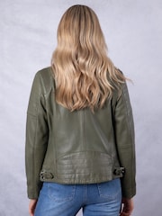 Lakeland Leather Green Buttermere Leather Racer Jacket - Image 2 of 6