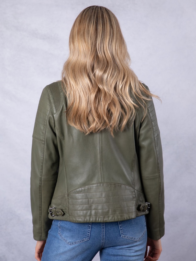 Lakeland Leather Green Buttermere Leather Racer Jacket - Image 2 of 6