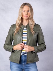 Lakeland Leather Green Buttermere Leather Racer Jacket - Image 3 of 6