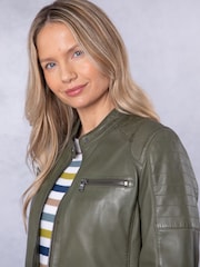 Lakeland Leather Green Buttermere Leather Racer Jacket - Image 4 of 6