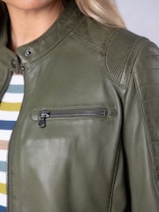 Lakeland Leather Green Buttermere Leather Racer Jacket - Image 5 of 6