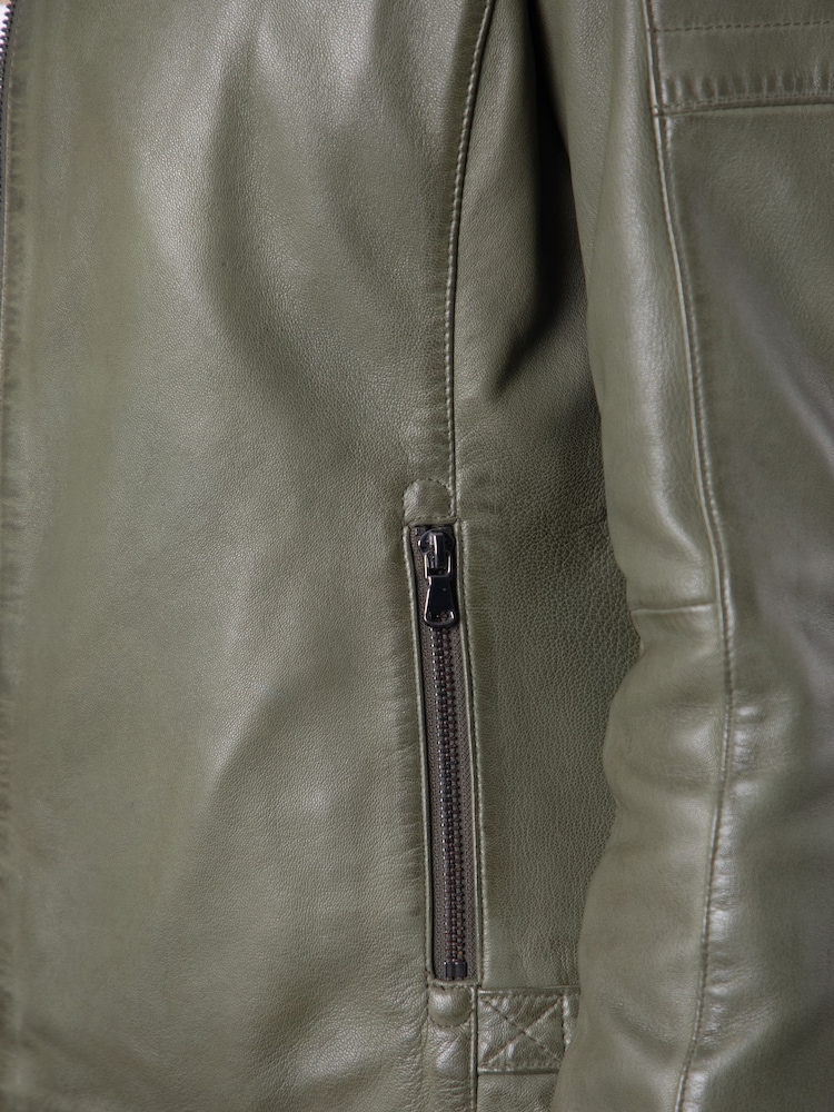 Lakeland Leather Green Buttermere Leather Racer Jacket - Image 6 of 6