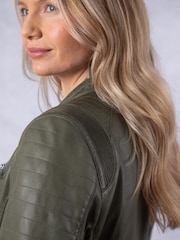 Lakeland Leather Green Buttermere Leather Racer Jacket - Image 7 of 8