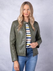 Lakeland Leather Green Buttermere Leather Racer Jacket - Image 8 of 8