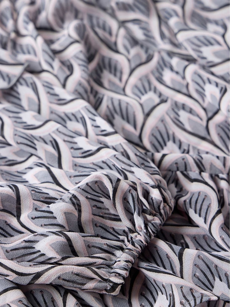 Mint Velvet Grey Geometric Print Ruffle Blouse - Image 8 of 8