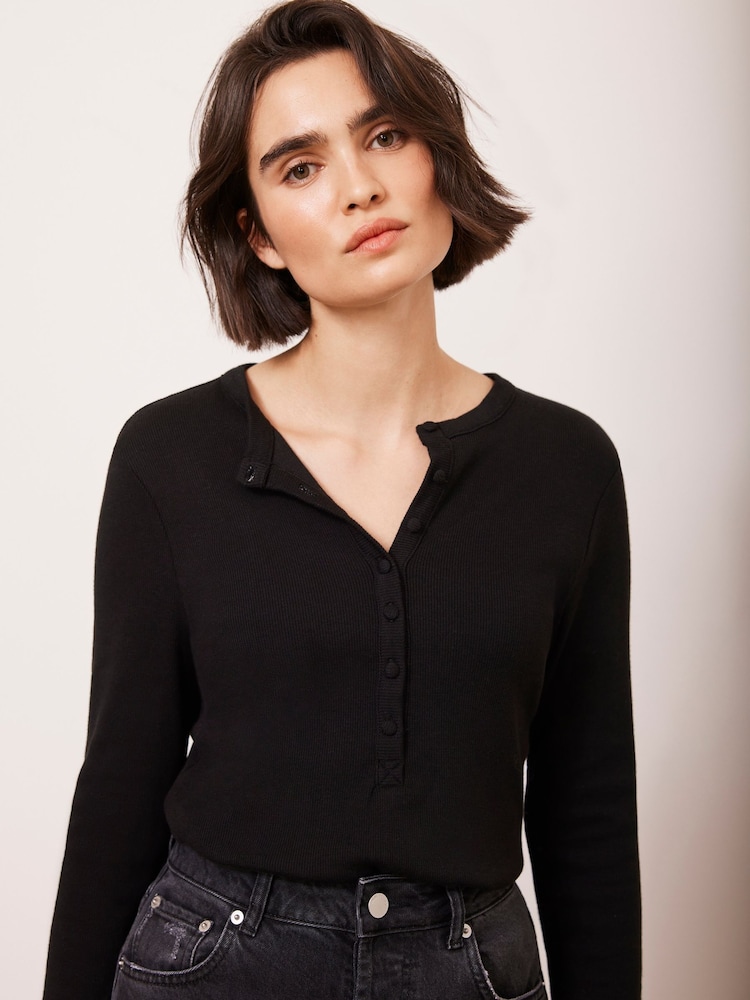 Mint Velvet Black Button Up Top - Image 1 of 8 Mint Velvet Black Button Up Top - Image 1 of 8
