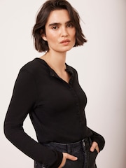 Mint Velvet Black Button Up Top - Image 4 of 8