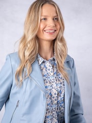 Lakeland Leather Blue Thornhill Leather Biker Jacket - Image 2 of 9