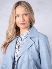 Lakeland Leather Blue Thornhill Leather Biker Jacket - Image 8 of 9