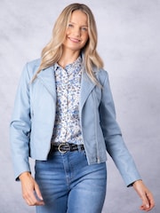 Lakeland Leather Blue Thornhill Leather Biker Jacket - Image 9 of 9
