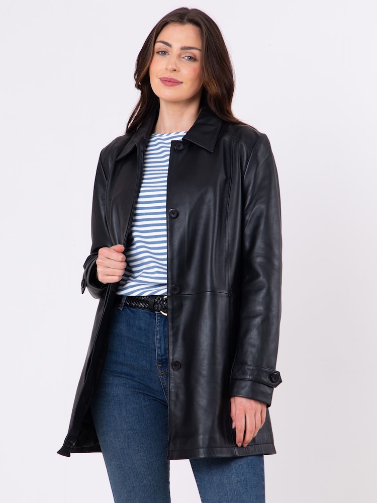 Lakeland Leather Black Bilsco Longline Jacket - Image 1 of 7
