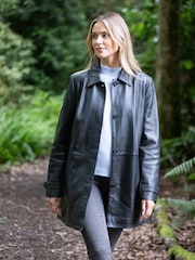 Lakeland Leather Black Bilsco Longline Jacket - Image 4 of 7