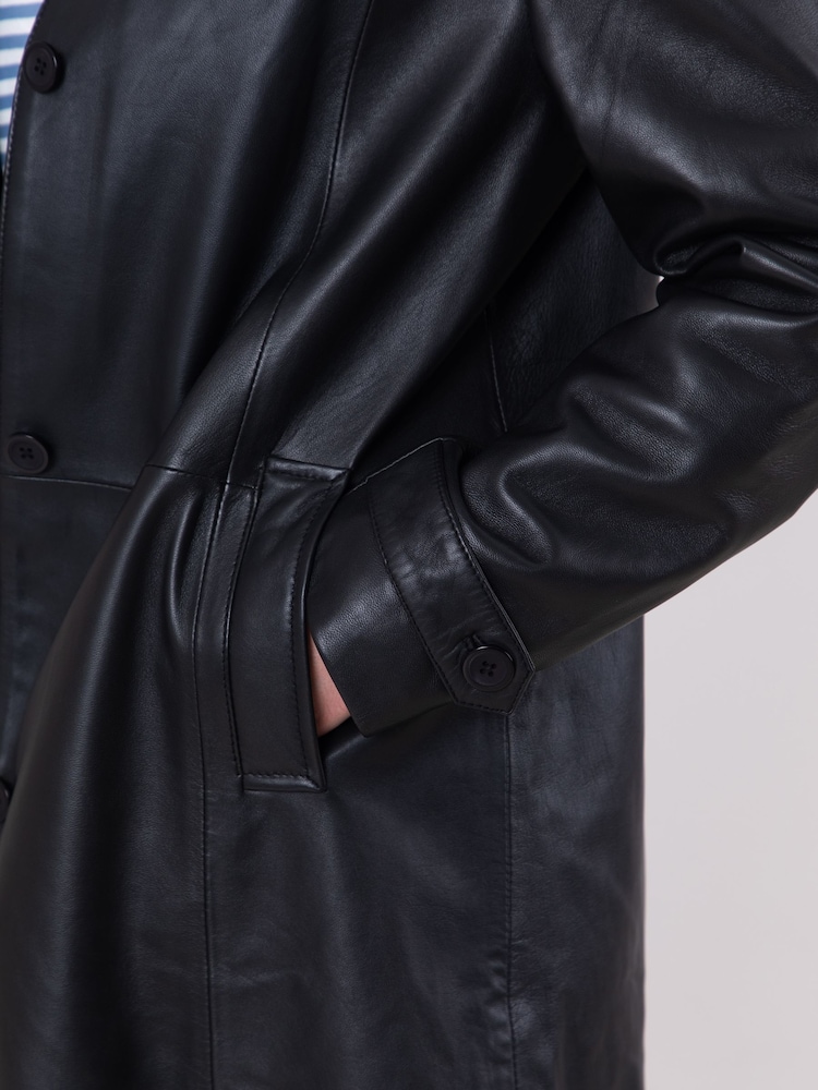 Lakeland Leather Black Bilsco Longline Jacket - Image 6 of 7