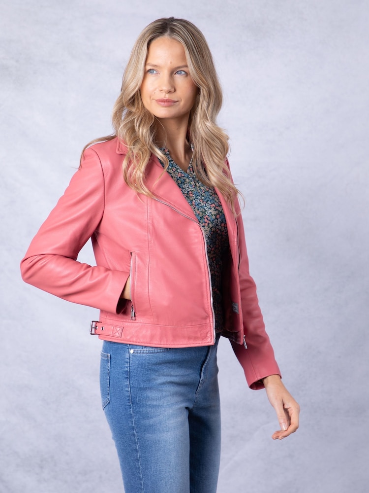 Lakeland Leather Pink Thornhill Leather Biker Jacket - Image 1 of 9