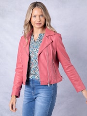 Lakeland Leather Pink Thornhill Leather Biker Jacket - Image 4 of 9