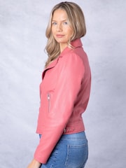 Lakeland Leather Pink Thornhill Leather Biker Jacket - Image 8 of 9