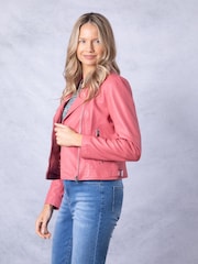 Lakeland Leather Pink Thornhill Leather Biker Jacket - Image 9 of 9