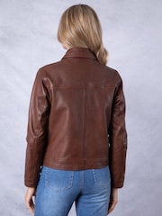 Lakeland Leather Brown Crosthwaite Collared Jacket - Image 4 of 9