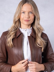 Lakeland Leather Brown Crosthwaite Collared Jacket - Image 7 of 9
