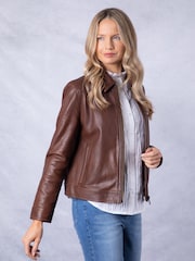 Lakeland Leather Brown Crosthwaite Collared Jacket - Image 8 of 9