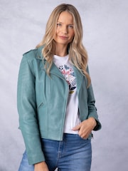 Lakeland Leather Blue Esthwaite Classic Biker Jacket - Image 1 of 9