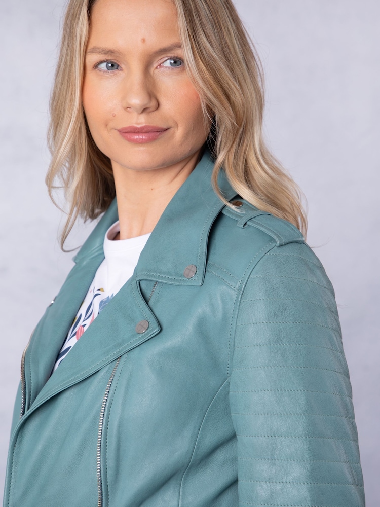 Lakeland Leather Blue Esthwaite Classic Biker Jacket - Image 2 of 9