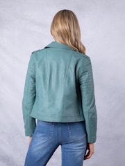 Lakeland Leather Blue Esthwaite Classic Biker Jacket - Image 4 of 9