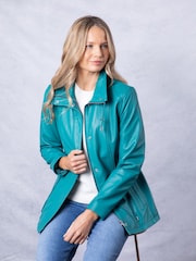 Lakeland Leather Teal Levens Leather Field Jacket - Image 8 of 9