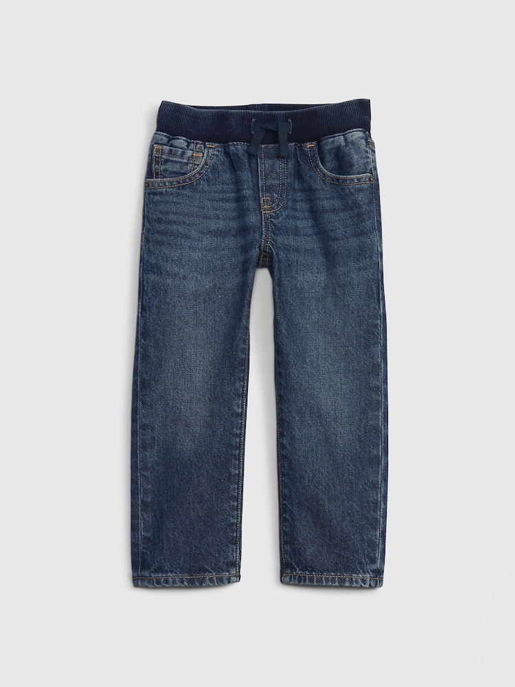 Gap Dark Wash Blue High Waisted Straight Pull On Jeans (6mths-5yrs) - Image 1 of 4 Gap Dark Wash Blue High Waisted Straight Pull On Jeans (6mths-5yrs) - Image 1 of 4