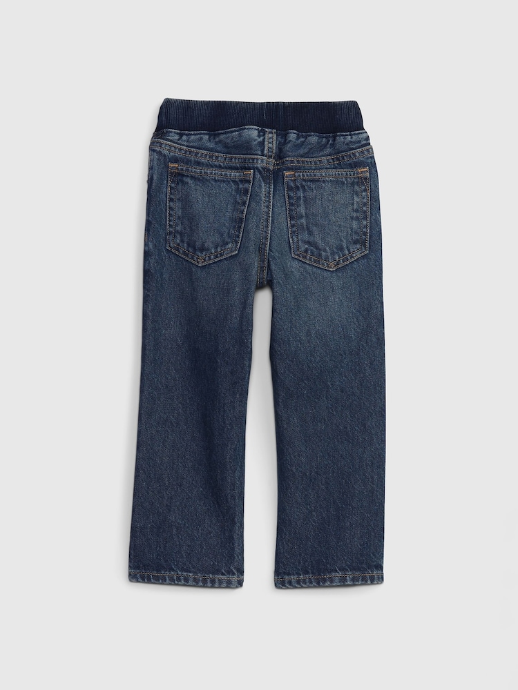 Gap Dark Wash Blue High Waisted Straight Pull On Jeans (6mths-5yrs) - Image 2 of 4 Gap Dark Wash Blue High Waisted Straight Pull On Jeans (6mths-5yrs) - Image 2 of 4