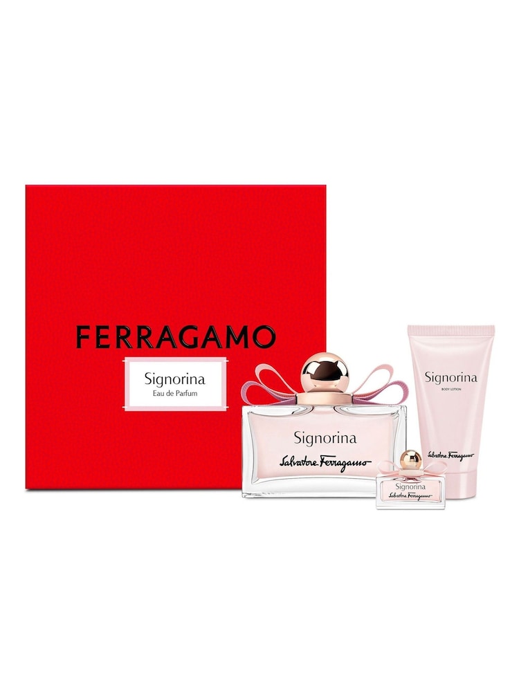 Salvatore Ferragamo Signorina Women Eau de Parfum 100ml Body Lotion 50ml And 5ml Travel Spray Gift Set - Image 1 of 2