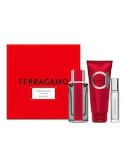Salvatore Ferragamo Red Leather Eau de Parfum 100 ml Shower Gel 100ml & 10ml Travel Spray Gift Set - Image 1 of 3