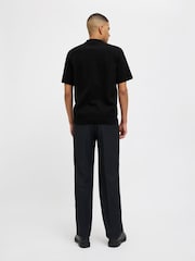 Schwarz - JACK & JONES Grey Knitted Quarter Zip Polo Shirt - Bild 4 von 7