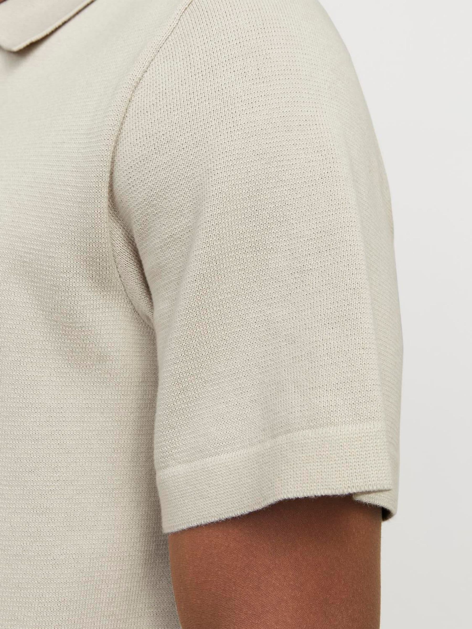 Buy JACK & JONES Grey Grey Knitted Quarter Zip Polo Shirt from