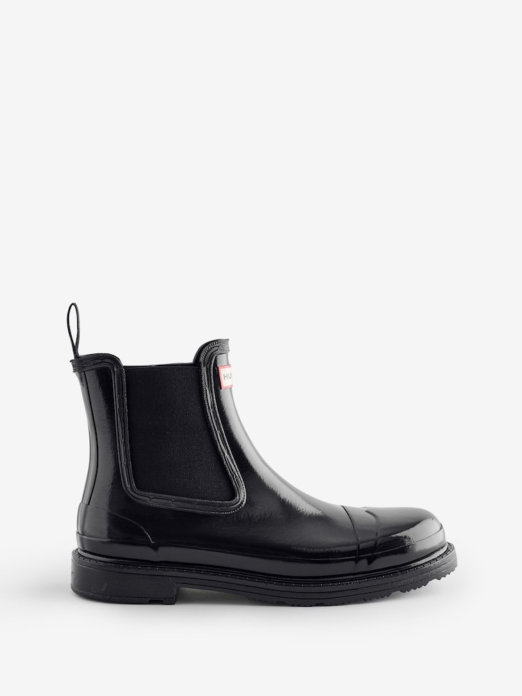 Hunter Womens Chelsea Commando Gloss Black Boots - Image 1 of 1