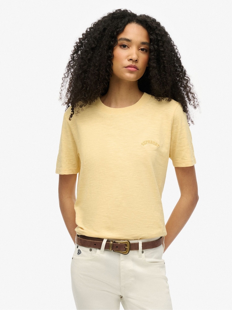 Superdry Yellow Essential Logo Washed T-Shirt - Image 1 of 3