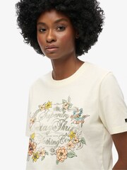Superdry Cream 100% Cotton Floral Graphic Relaxed T-Shirt - Image 3 of 3