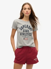 Superdry Grey 100% Cotton Athletic Graphic Fitted T-Shirt - Image 1 of 2