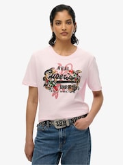 Superdry Pink 100% Cotton Vintage Logo Tokyo Relaxed T-Shirt - Image 1 of 3