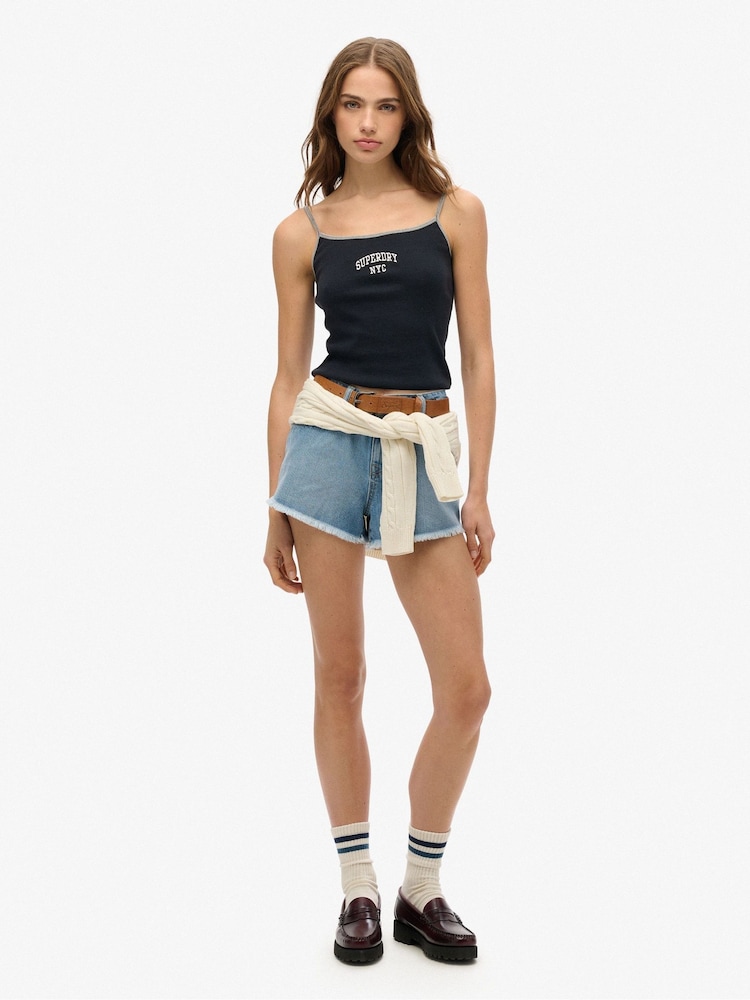 Superdry Blue 100% Cotton Athletic Essentials Cami Top - Image 2 of 3