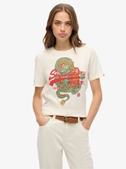 Superdry Cream 100% Cotton Vintage Logo Tokyo Relaxed T-Shirt - Image 1 of 3