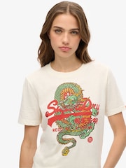 Superdry Cream 100% Cotton Vintage Logo Tokyo Relaxed T-Shirt - Image 3 of 3